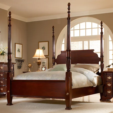 King Size Poster Bed with Reeded Pilasters